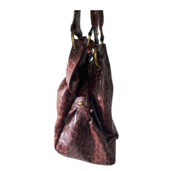 Michael Rome Designs, Croc Embossed Brown Leather Handbag, Excellent Condition - Picture 4 of 16